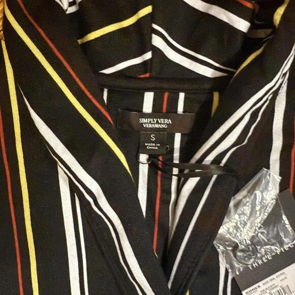 NWT Simply Vera Wang Women Striped Pajama Set Size Small 2pc Cozy Soft Lounge - Picture 6 of 10